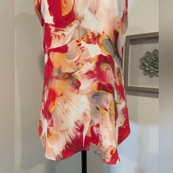 RW&CO. Vibrant Pink/Orange/White Abstract Sleeveless Blouse EUC - Picture 7 of 11